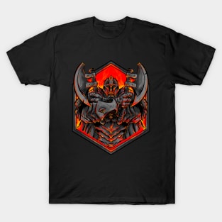 Warrior with Crossed Axes -  Armored Fighter - D&D Inspired T-Shirt